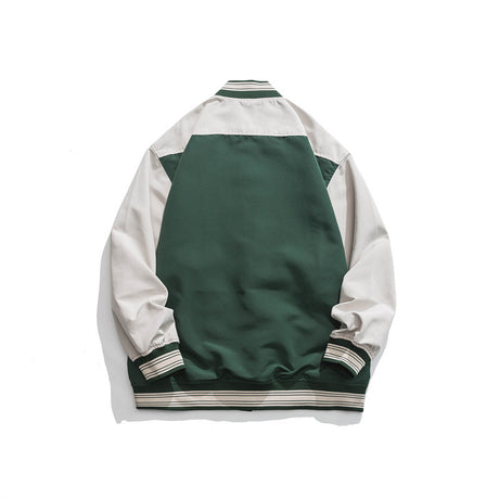 Colorblock Embroidered Baseball Jacket Unisex