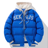 Hooded Cotton Coat Winter Warm Solid Zipper Jacket